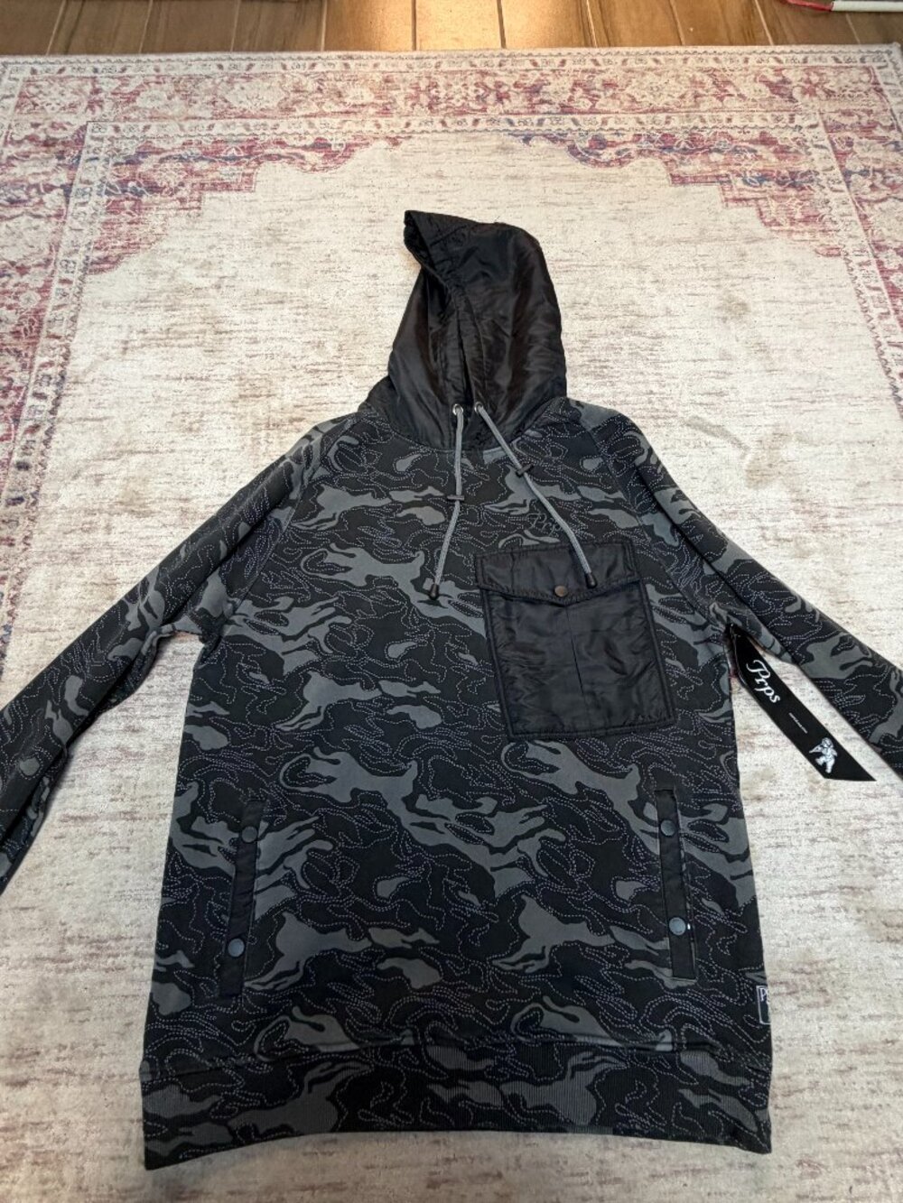 Prps Black & Gray Men's Camo Hoodie Size L-Brand New